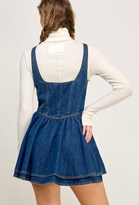 Western Denim Layered Mini Dress