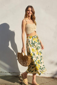Lemon Pie Buckle Midi Skirt