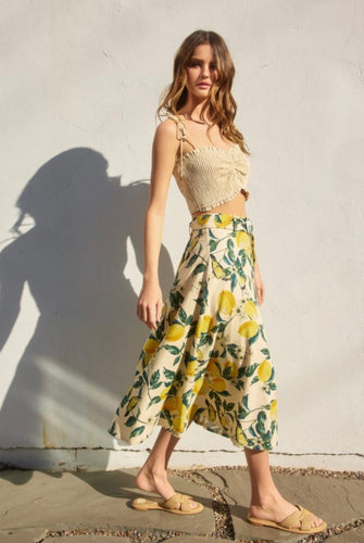 Lemon Pie Buckle Midi Skirt