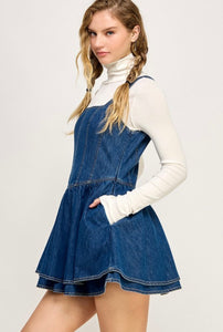 Western Denim Layered Mini Dress