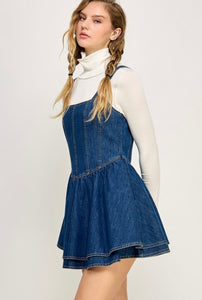 Western Denim Layered Mini Dress