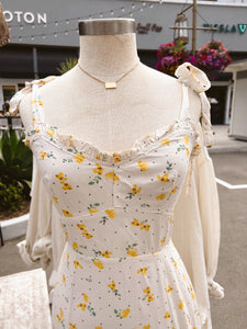 Lemonade Shoulder Tie Midi Dress